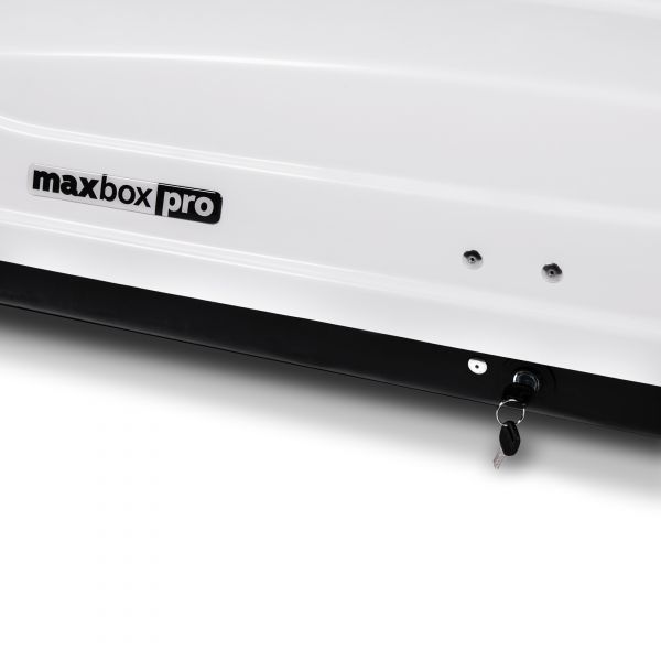 Автобокс MaxBox PRO 460 (средний) белый глянцевый 175*84*42 см двустороннее открывание (багажный бокс на крышу)