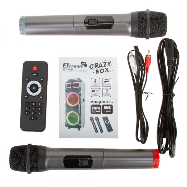 Акустическая система Eltronic 30-18 Crazy Box 1200 120Вт с двумя микрофонами