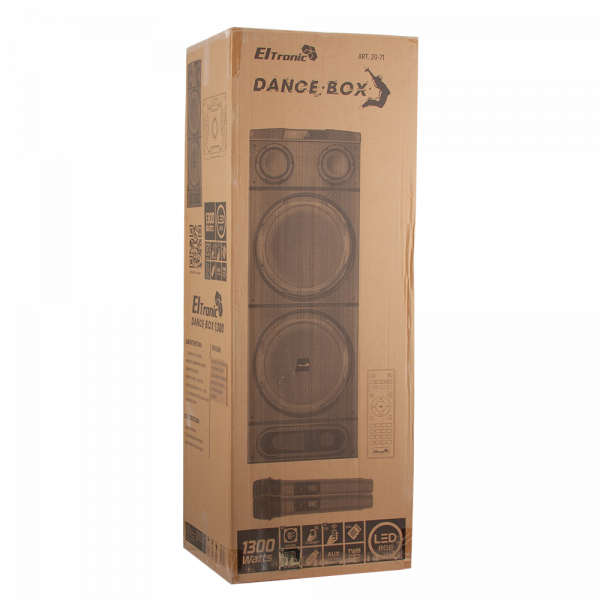 Акустическая колонка Eltronic 20-71 Dance BOX 1300 10" с 2 беспроводными микрофонами