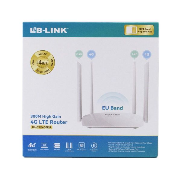 Wi-Fi роутер + 4G модем 4в1 LB-LINK BL-CPE450EU (2.4G/4G)
