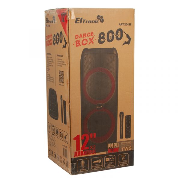 Колонка Eltronic 20-35 DANCE BOX 800 динамик 2шт/12" с TWS и микрофоном