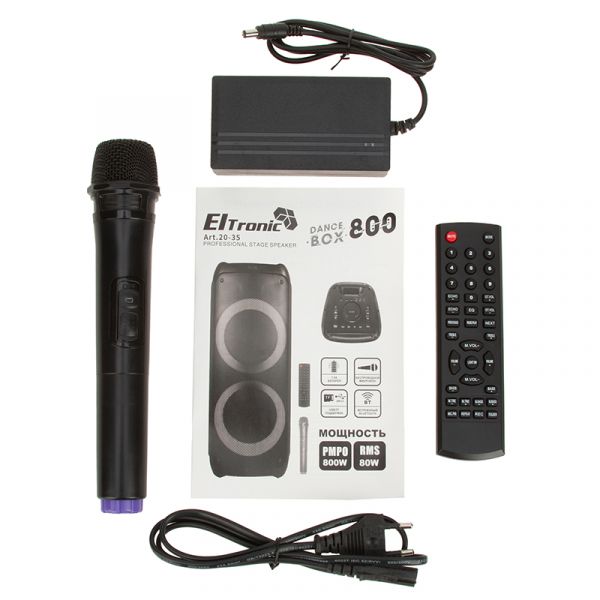 Колонка Eltronic 20-35 DANCE BOX 800 динамик 2шт/12" с TWS и микрофоном