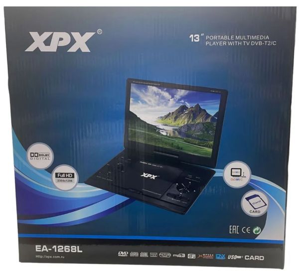 Портативный DVD плеер XPX EA-1268L с цифровым ТВ тюнером (13")