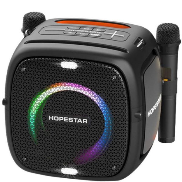 Колонка Hopestar Party One 80W с двумя микрофонами ЧЕРНЫЙ