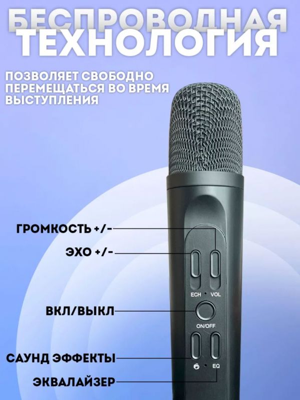 Колонка караоке Speaker SP-300 с 2 микрофонами и LED подсветкой