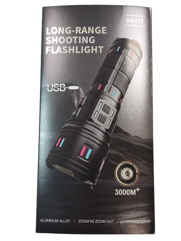 Аккумуляторный ручной фонарь Flashlight AK177 с Type-C и флуоресцентными метками