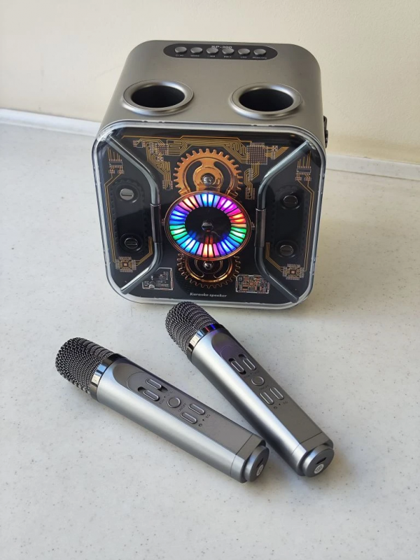 Колонка караоке Speaker SP-300 с 2 микрофонами и LED подсветкой