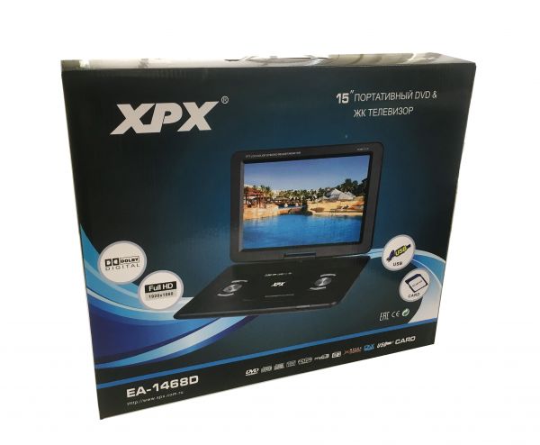 Портативный DVD плеер XPX EA-1468L (15") с цифровым тюнером DVB-T2