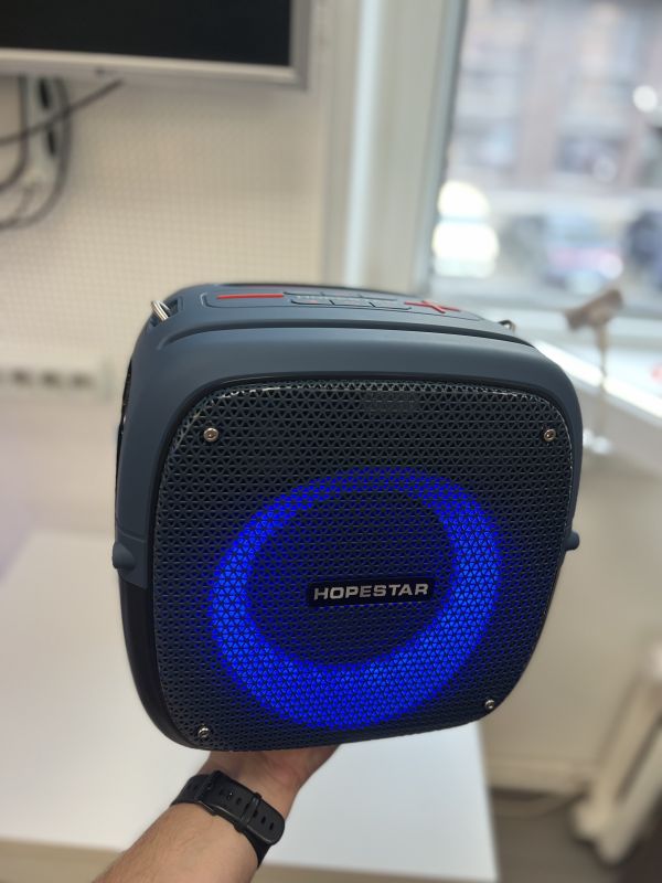 Колонка Hopestar Party One 80W с двумя микрофонами СИНИЙ