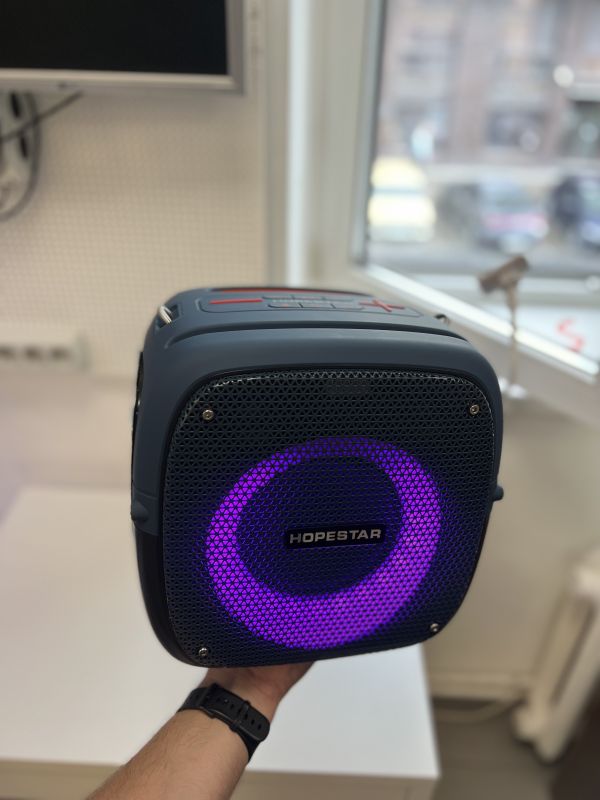 Колонка Hopestar Party One 80W с двумя микрофонами СИНИЙ