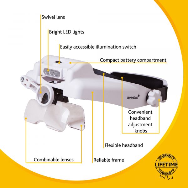 Лупа налобная Levenhuk Zeno Vizor H7
