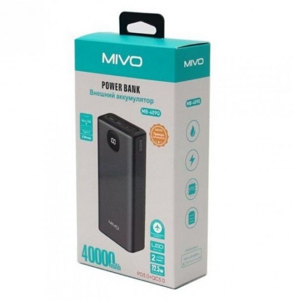 Power Bank 40000mAh Mivo MB-409Q Внешний аккумулятор с дисплеем и быстрой зарядкой