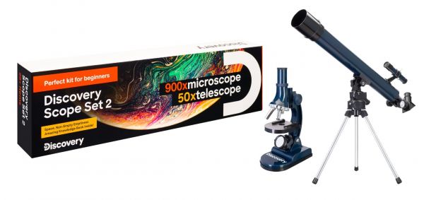 Набор телескоп + микроскоп Levenhuk Discovery Scope 2 с книгой