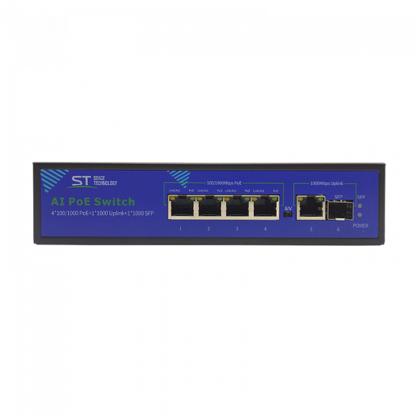 4-х портовый Switch POE коммутатор ST-S42POE (4G/1G/1S/65W/А) PRO