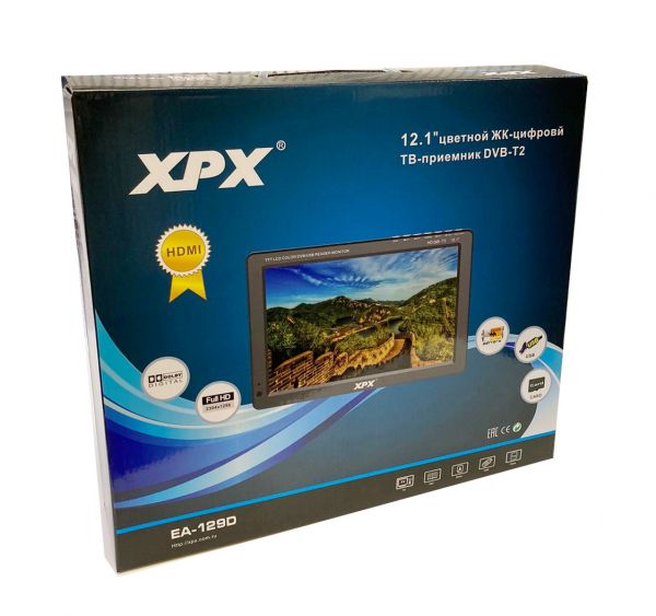 Цифровой портативный телевизор XPX EA-129D 12" DVB-T2