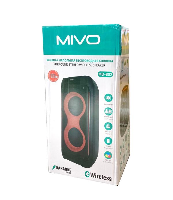 Акустическая колонка MIVO MD-802 с двумя микрофонами BT/USB/TF/FM